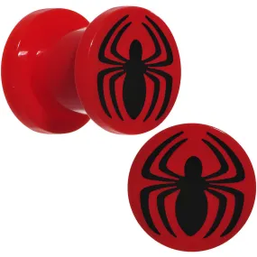 0 Gauge Red Acrylic Licensed Spider-Man Logo Screw Fit Plug Set