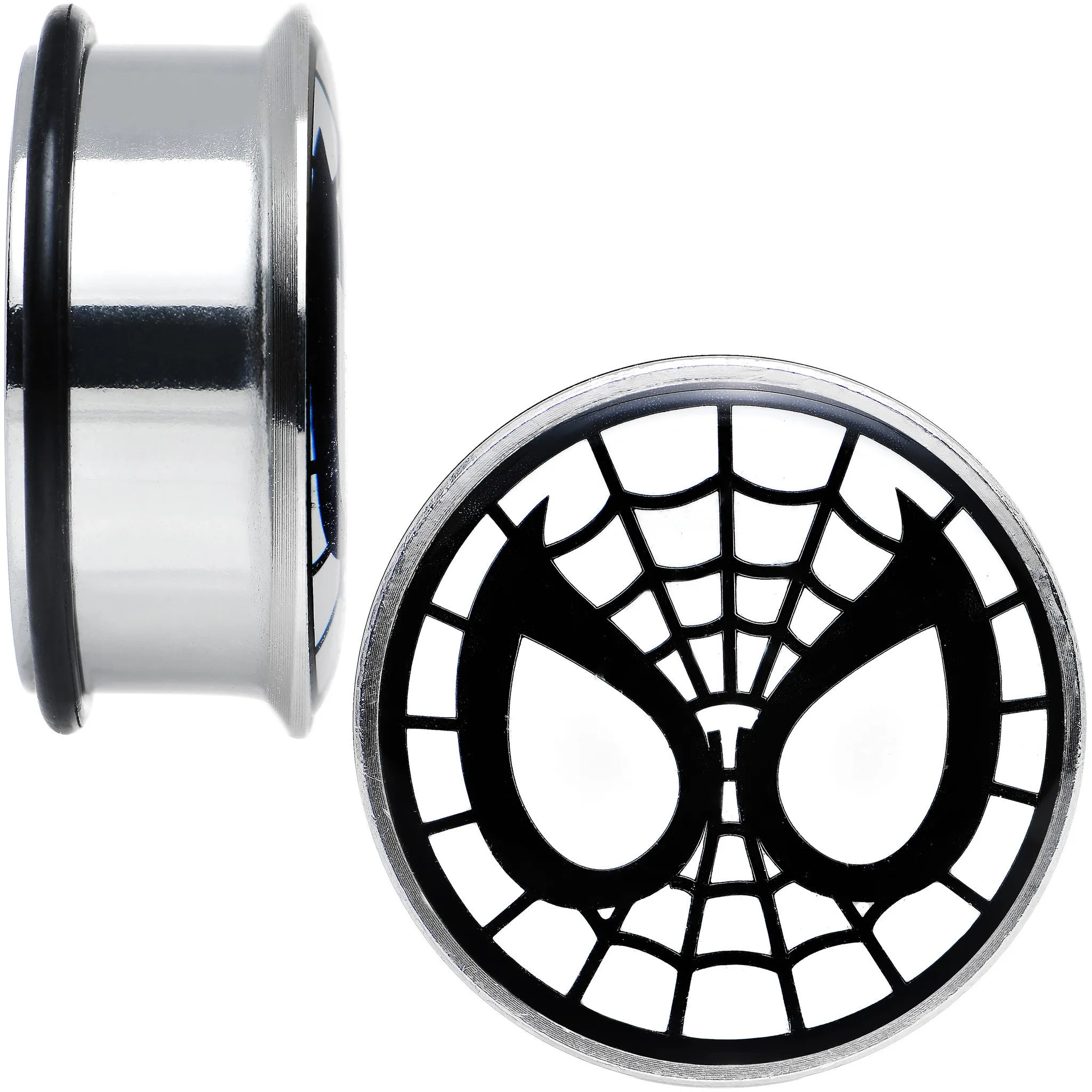 1 inch Licensed Spider-Man Single Flare Steel Tunnel Plugs Set