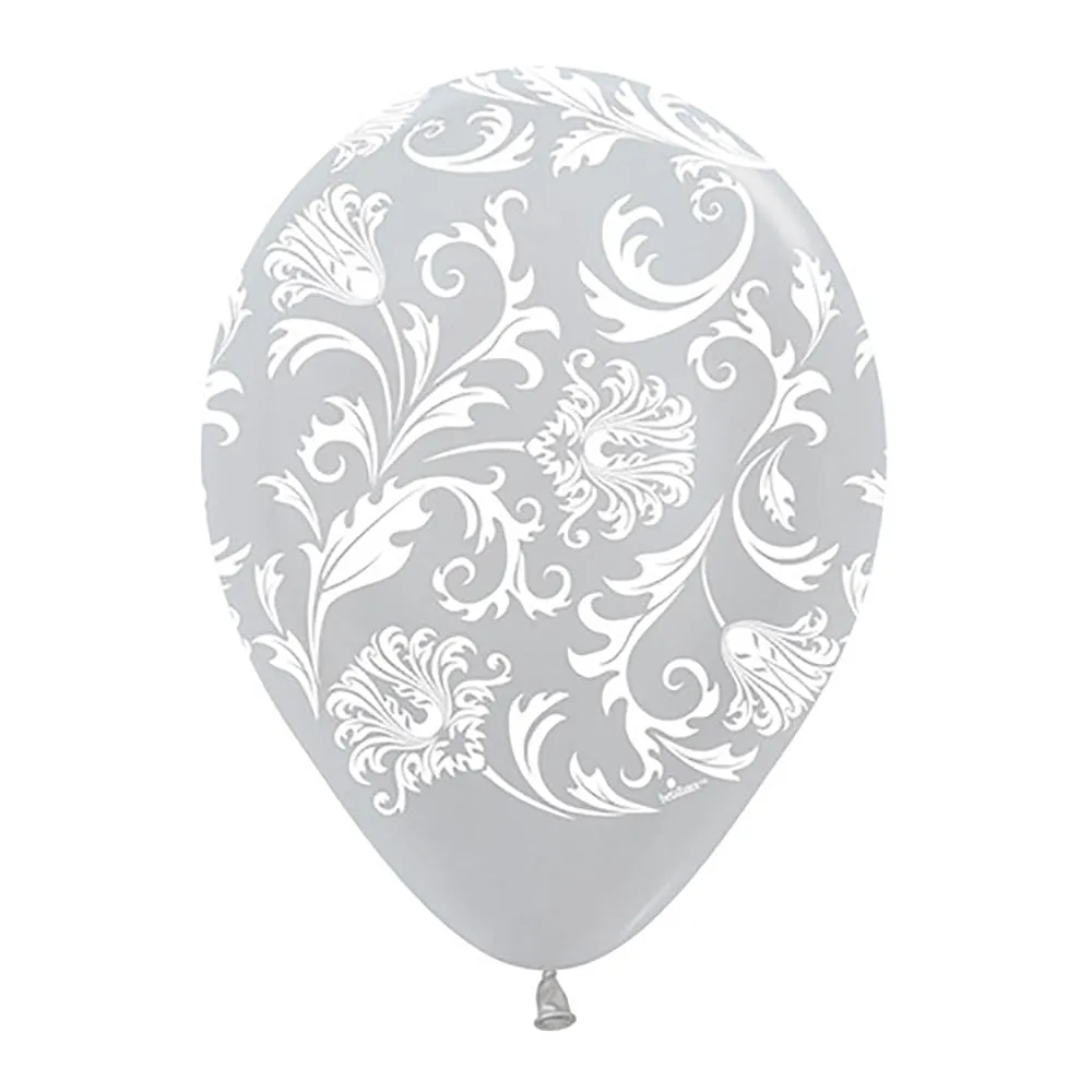 11 inch DAMASK - METALLIC SILVER