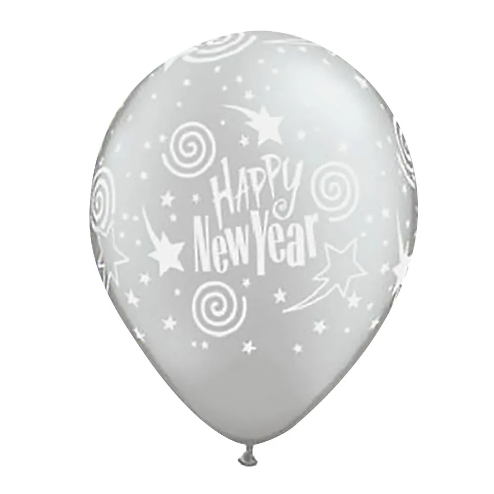 11 inch SILVER NEW YEAR'S SWIRLING STARS (6 PK)