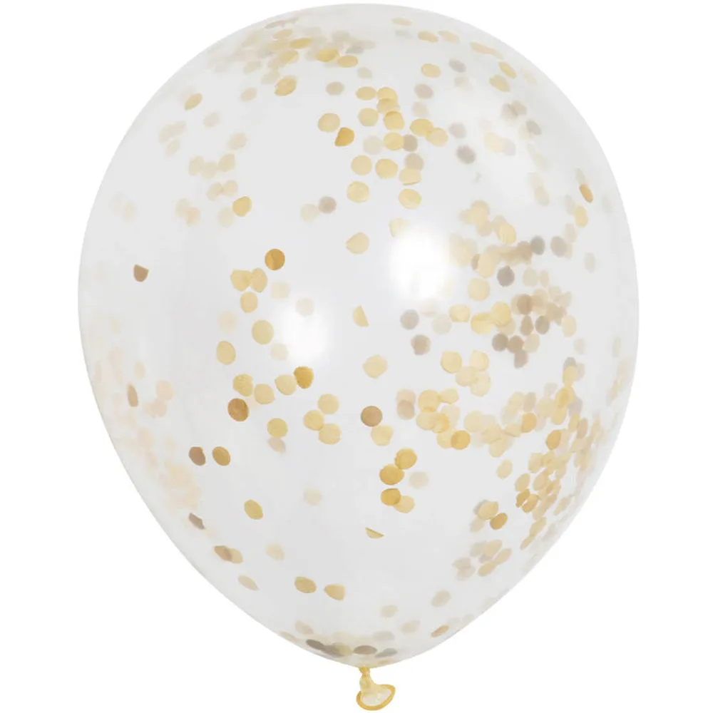 12 inch CLEAR BALLOONS WITH GOLD CONFETTI BALLOON (6 PK)