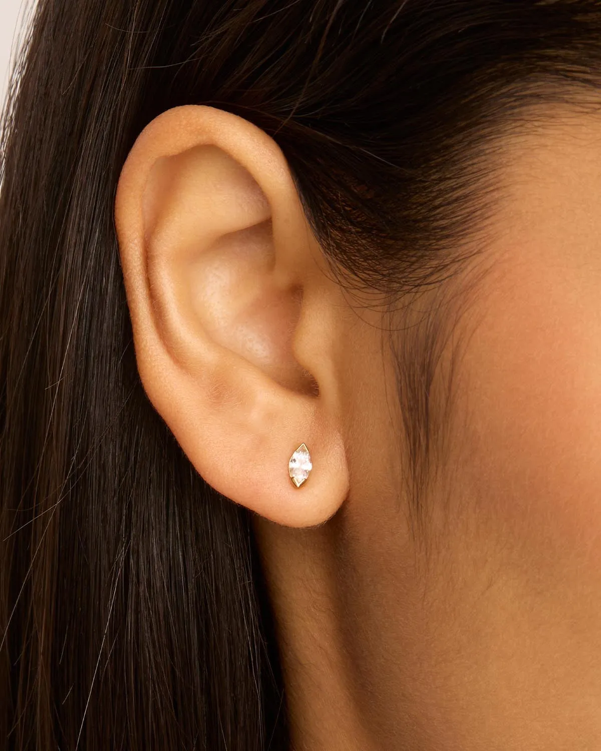 14k Solid Gold Floating Petal Lab-Grown Diamond Stud Earring