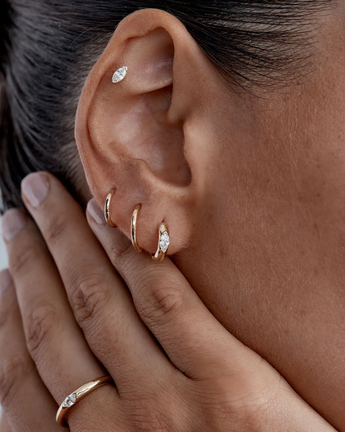 14k Solid Gold Petal of Hope Lab-Grown Diamond Hoop