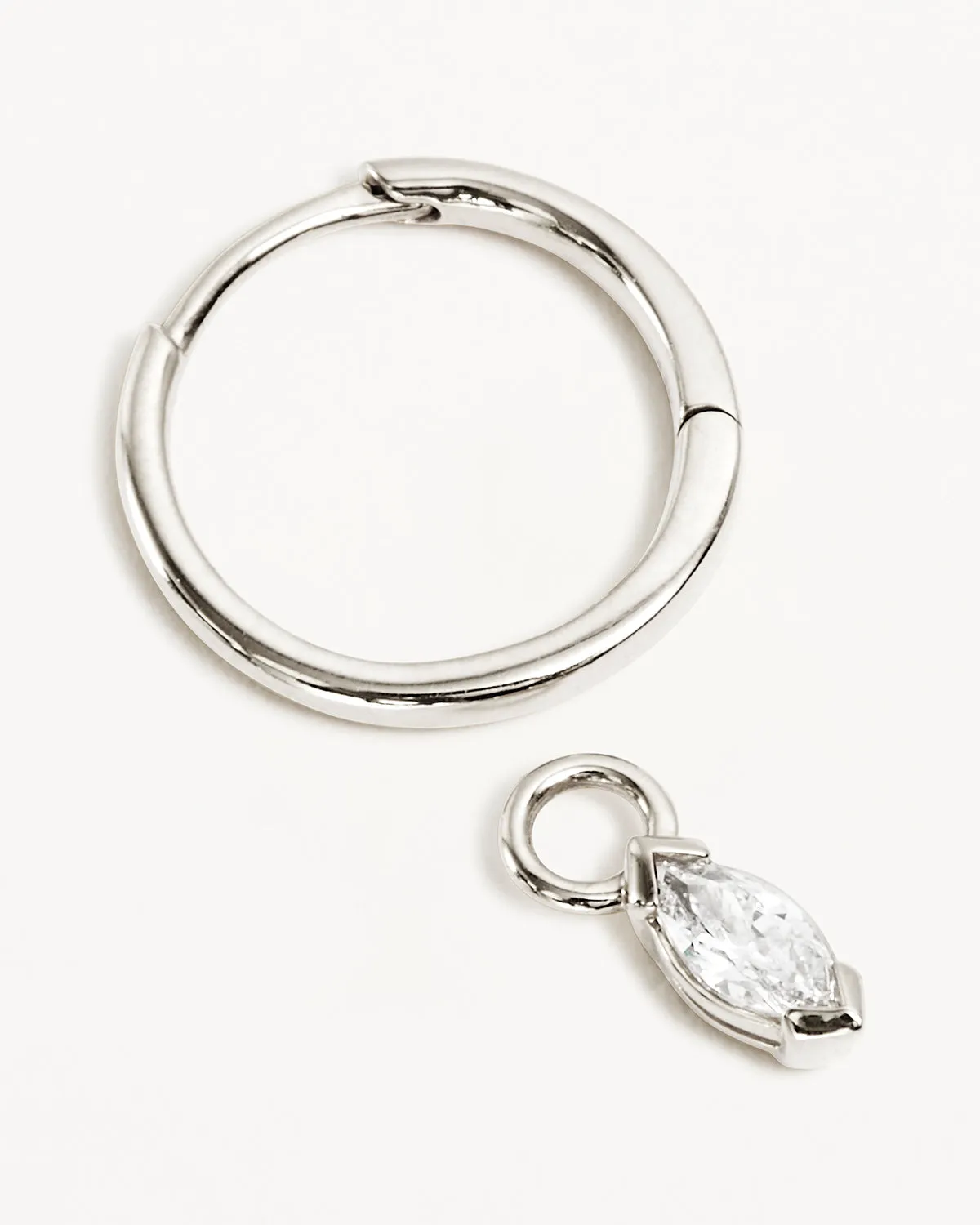 14k Solid White Gold Floating Petal Lab-Grown Diamond Hoop