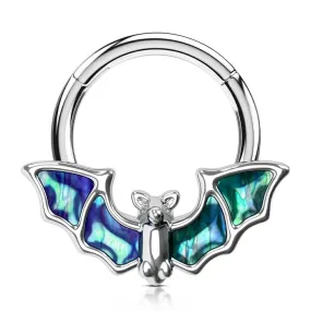 16G Abalone Shell Bat Hinged Septum Ring