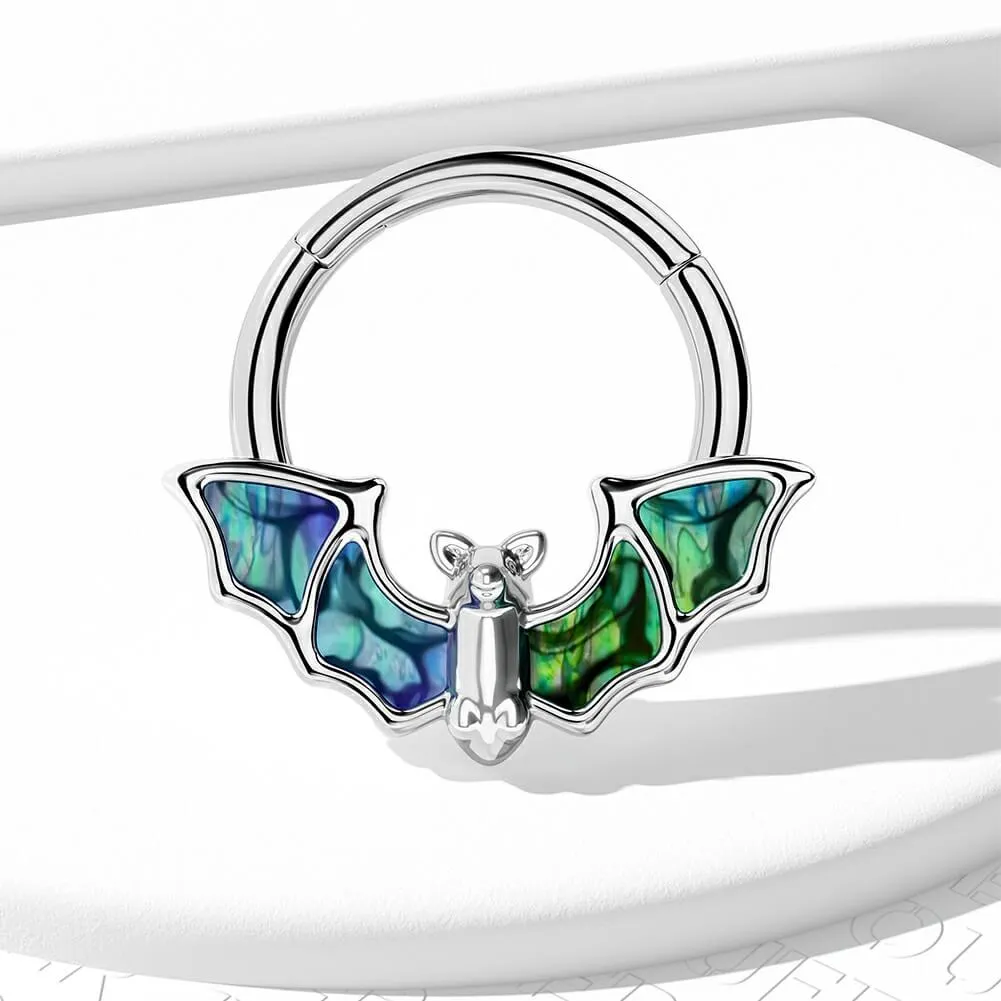 16G Abalone Shell Bat Hinged Septum Ring