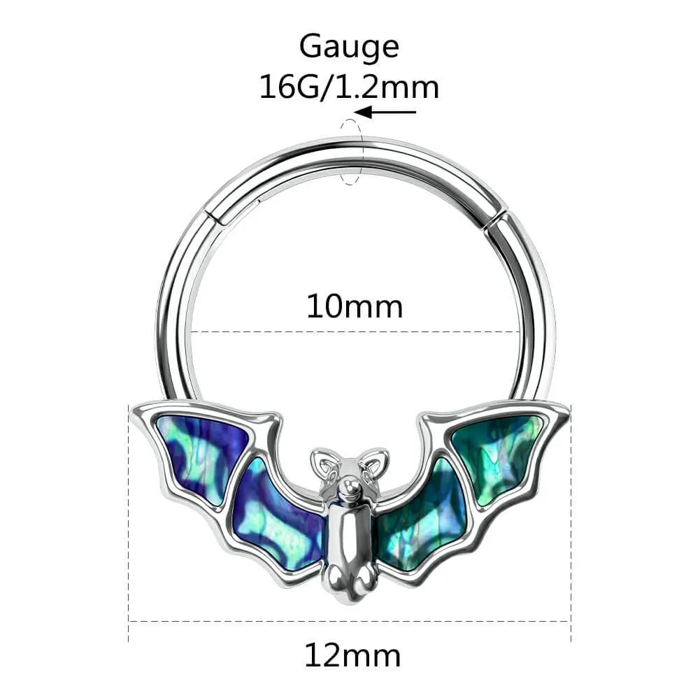 16G Abalone Shell Bat Hinged Septum Ring