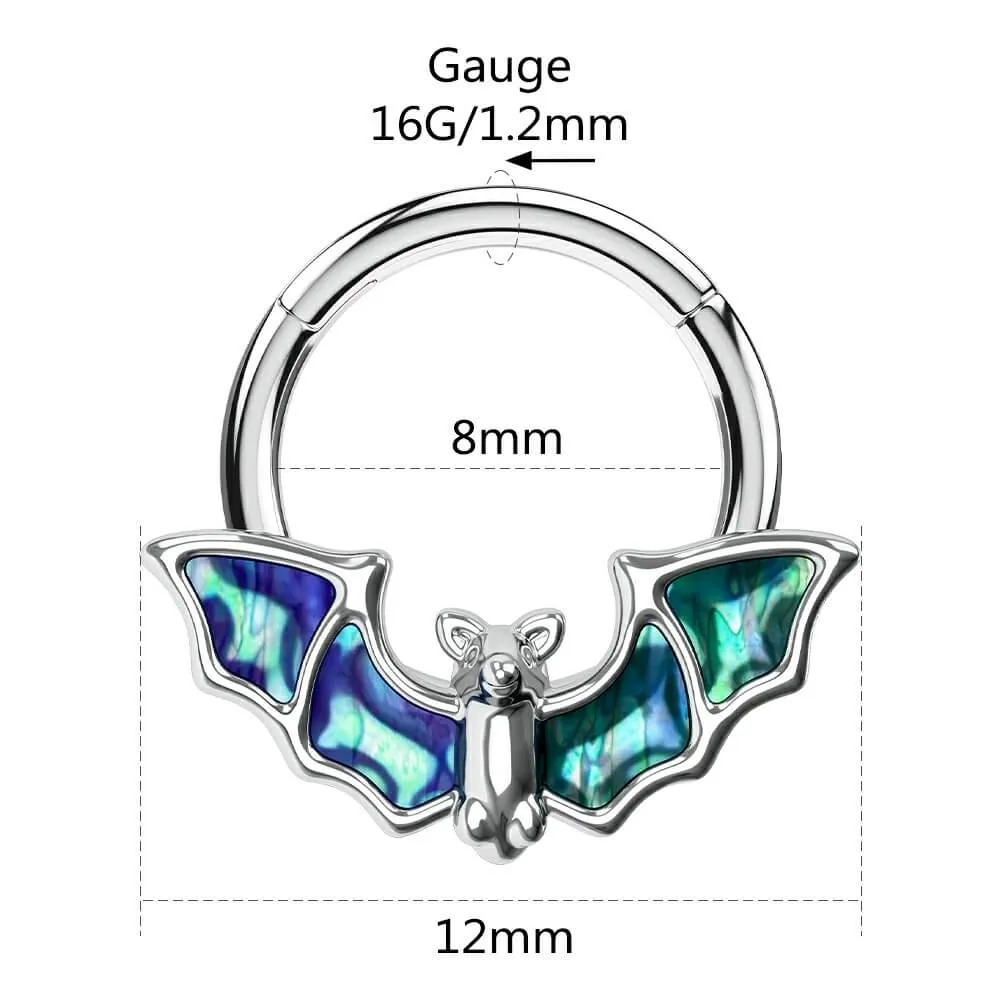 16G Abalone Shell Bat Hinged Septum Ring