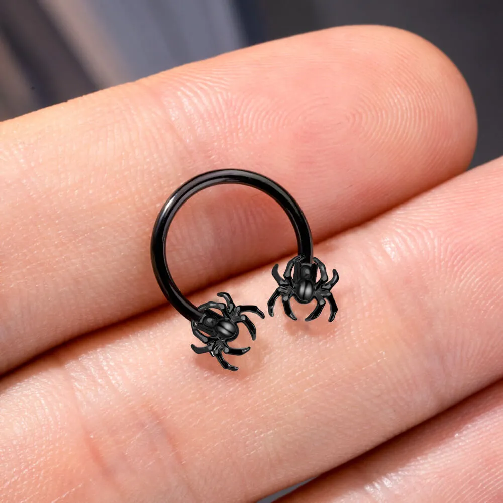 16G Two Spiders Ends Horseshoe Septum Ring