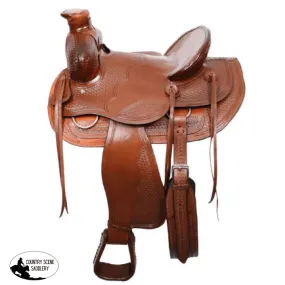 16" Buffalo Bear trap wade style ranch saddle Product ID: 026 Semi QH Bar