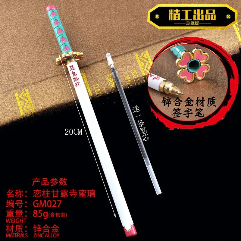 17 Styles Japan Anime Demon Slayer Kimetsu no Yaiba Weapon Sword Model Gel Pen 0.5mm Black Refill Cosplay Prop Kid Student Gift