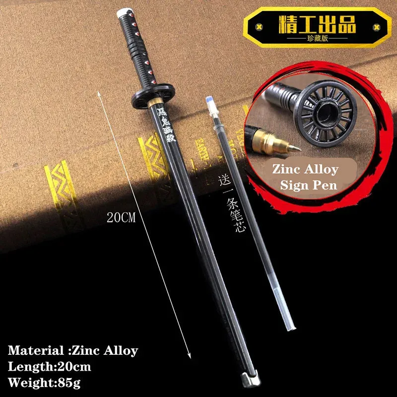 17 Styles Japan Anime Demon Slayer Kimetsu no Yaiba Weapon Sword Model Gel Pen 0.5mm Black Refill Cosplay Prop Kid Student Gift