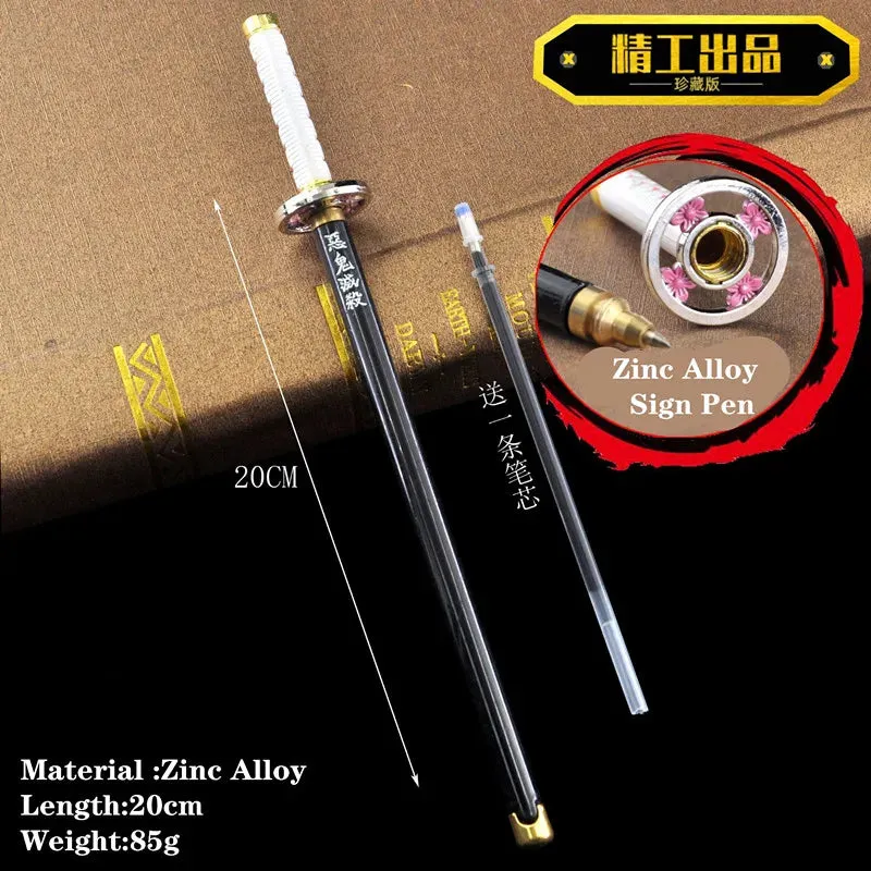 17 Styles Japan Anime Demon Slayer Kimetsu no Yaiba Weapon Sword Model Gel Pen 0.5mm Black Refill Cosplay Prop Kid Student Gift