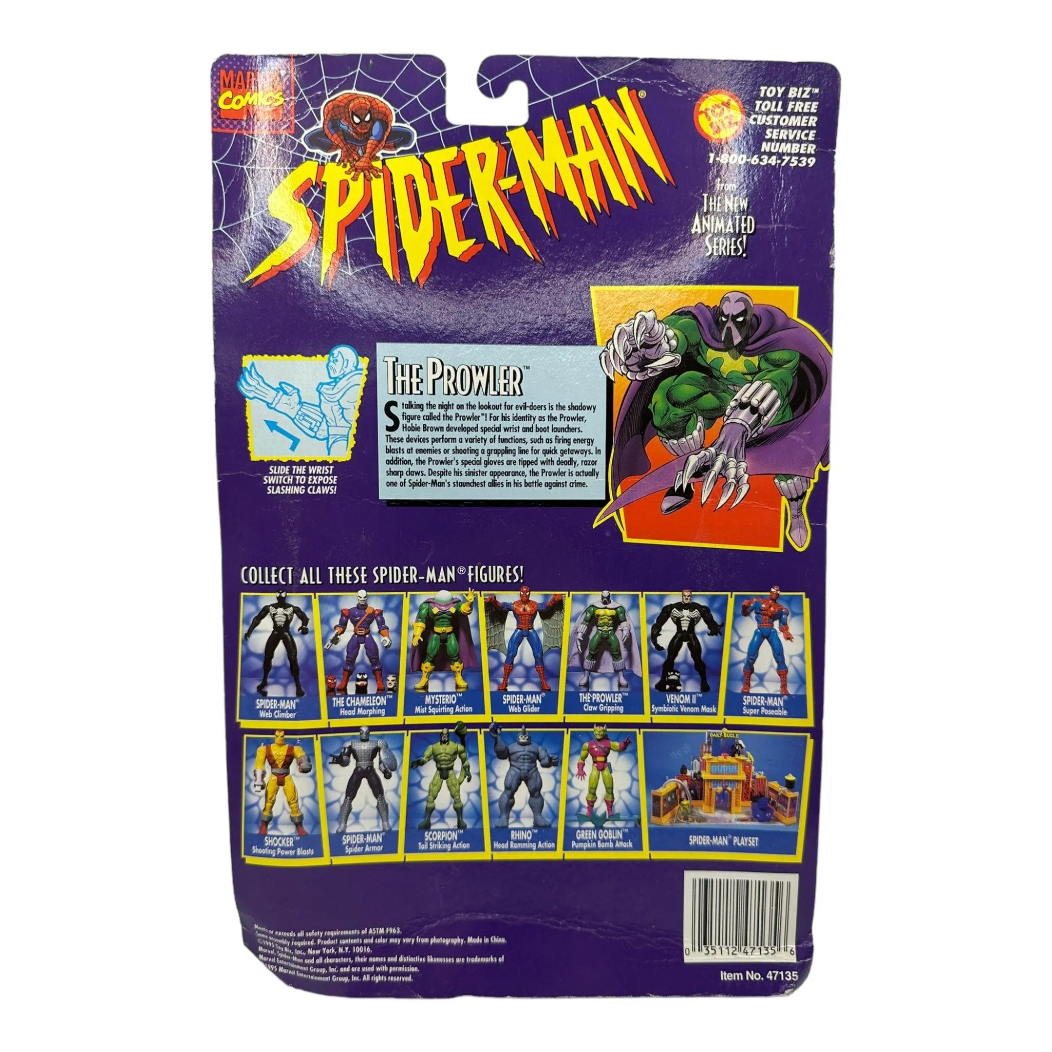 1994 TOYBIZ SPIDER-MAN ANIMATED SERIES 4 PROWLER AF