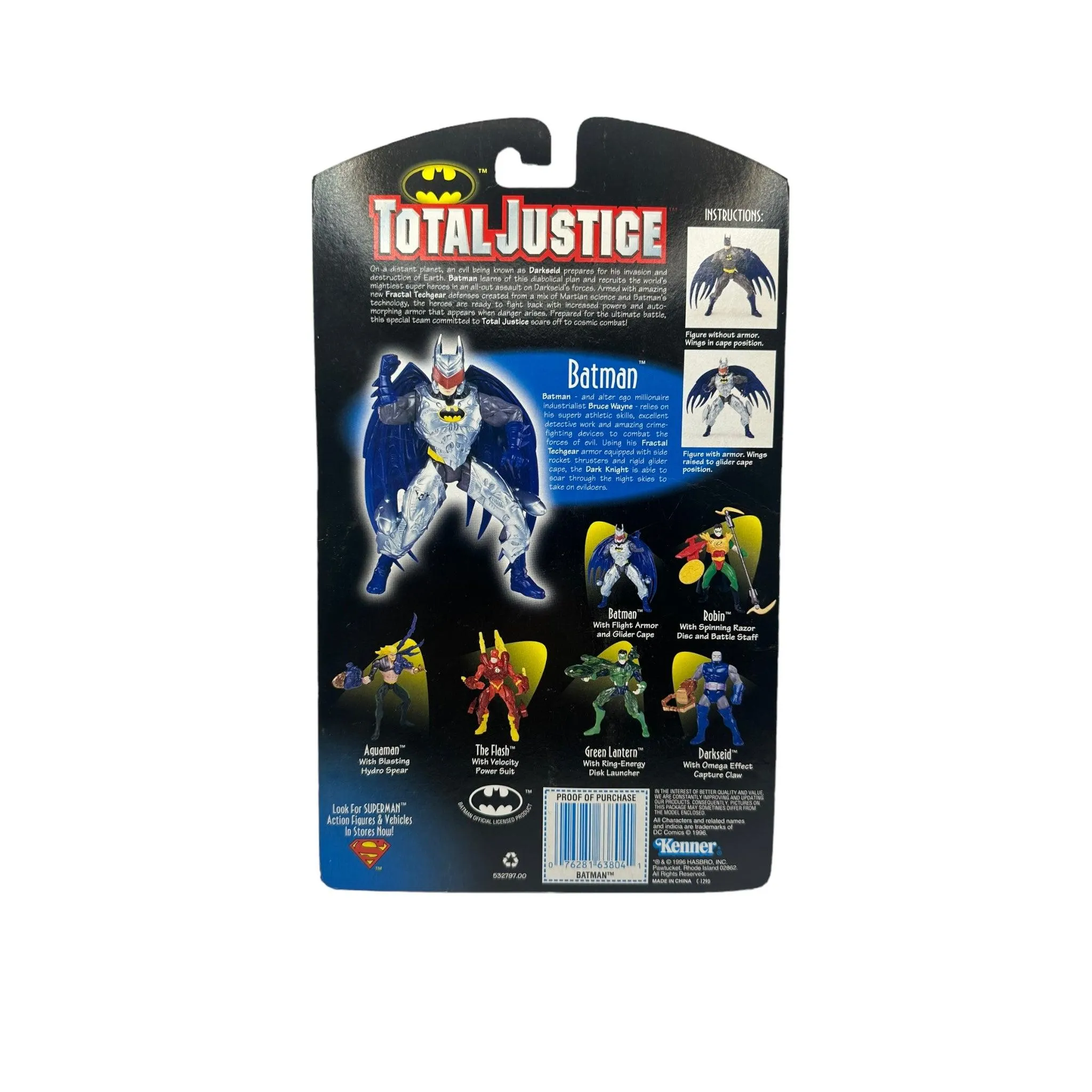 1996 KENNER TOTAL JUSTICE BATMAN AF (YELLOW BUBBLE)