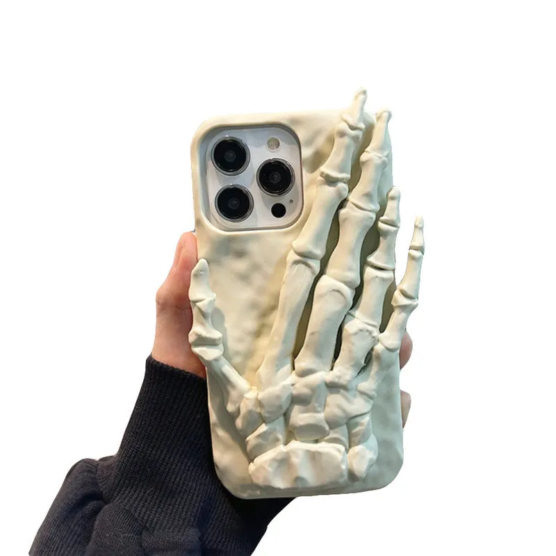 3D Skeleton Hand Holder Silicone Back Cover For Apple iPhone 14 Pro Max