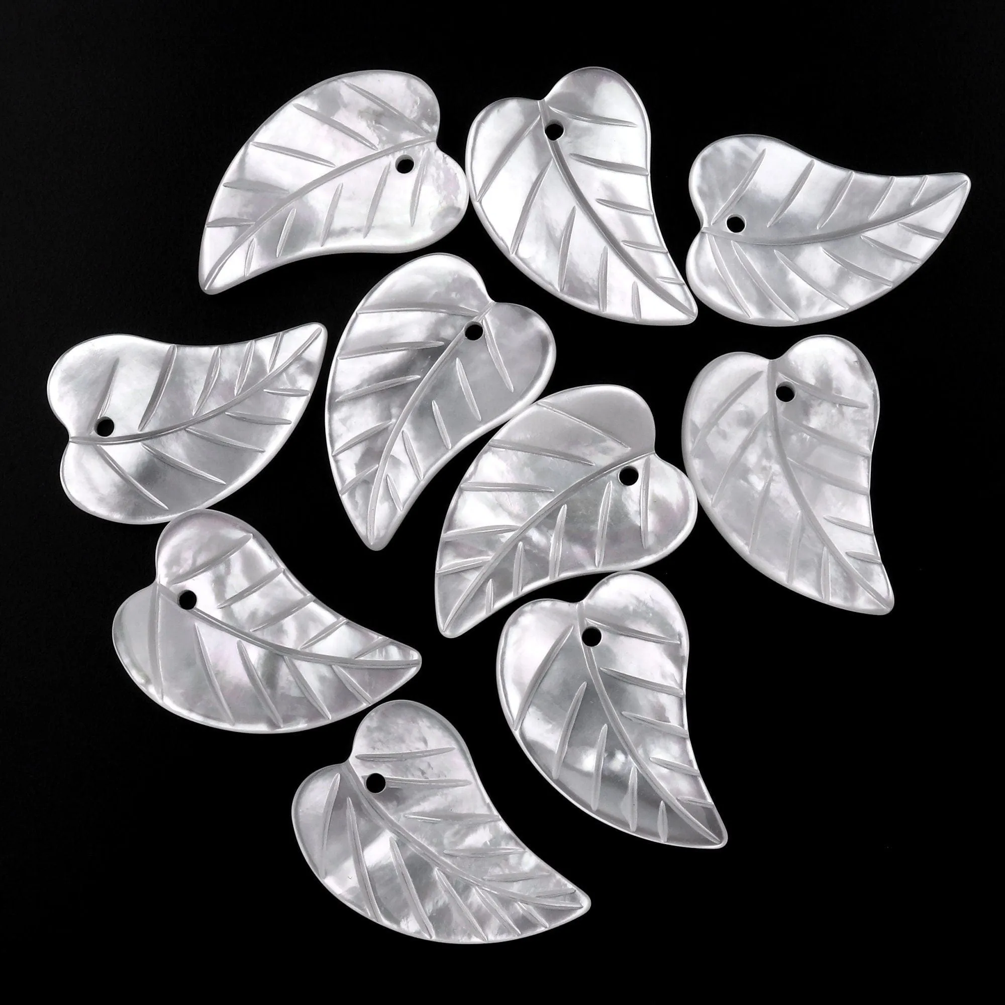 AAA Iridescent Natural White Mother of Pearl Shell Leaf Beads Choose from 5 pcs, 10pcs