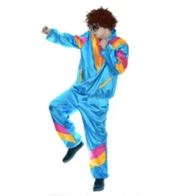 Adult 80s Unisex Tracksuit Costume - Blue