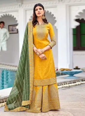 Alluring Yellow Color Georgette Material Palazzo Salwar Suit