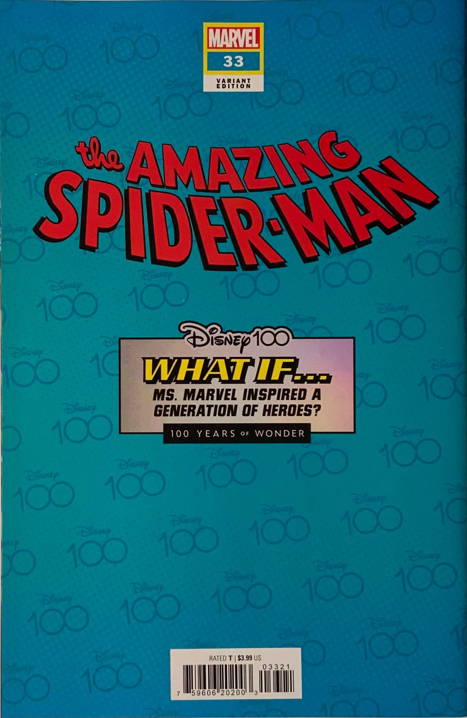 AMAZING SPIDER-MAN (2022) #33 DISNEY 100 MARVEL HOMAGE VARIANT COVER