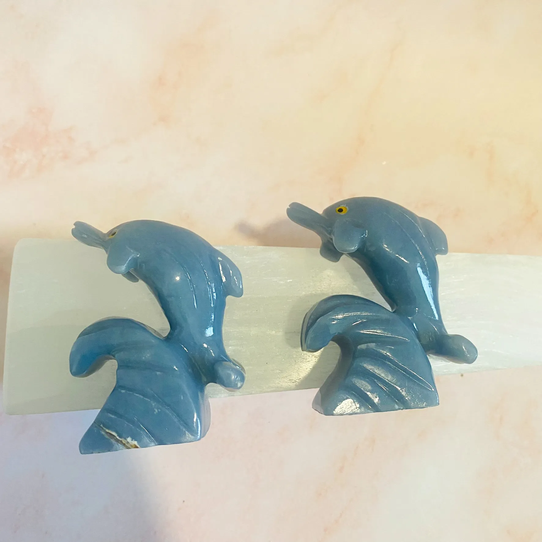 Angelite Dolphin, Hand Carved Angelite Crystal, Unique Crystal Decor, Stone of Creativity, Astra Travel, Dolphin Figurine