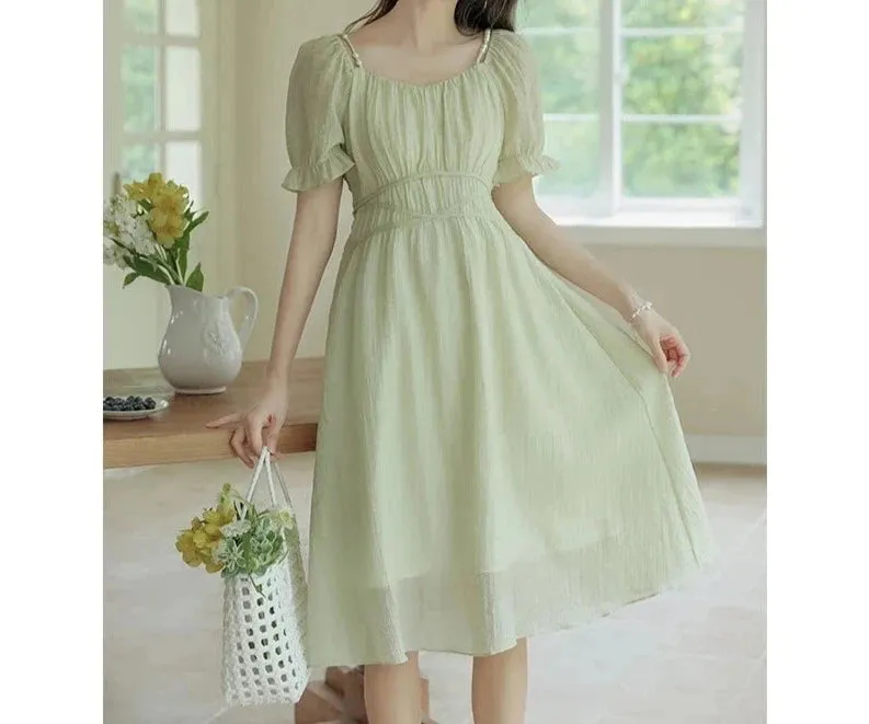 Apple Garden Ethereal Fairy Dress with Pearl Shoulder Straps