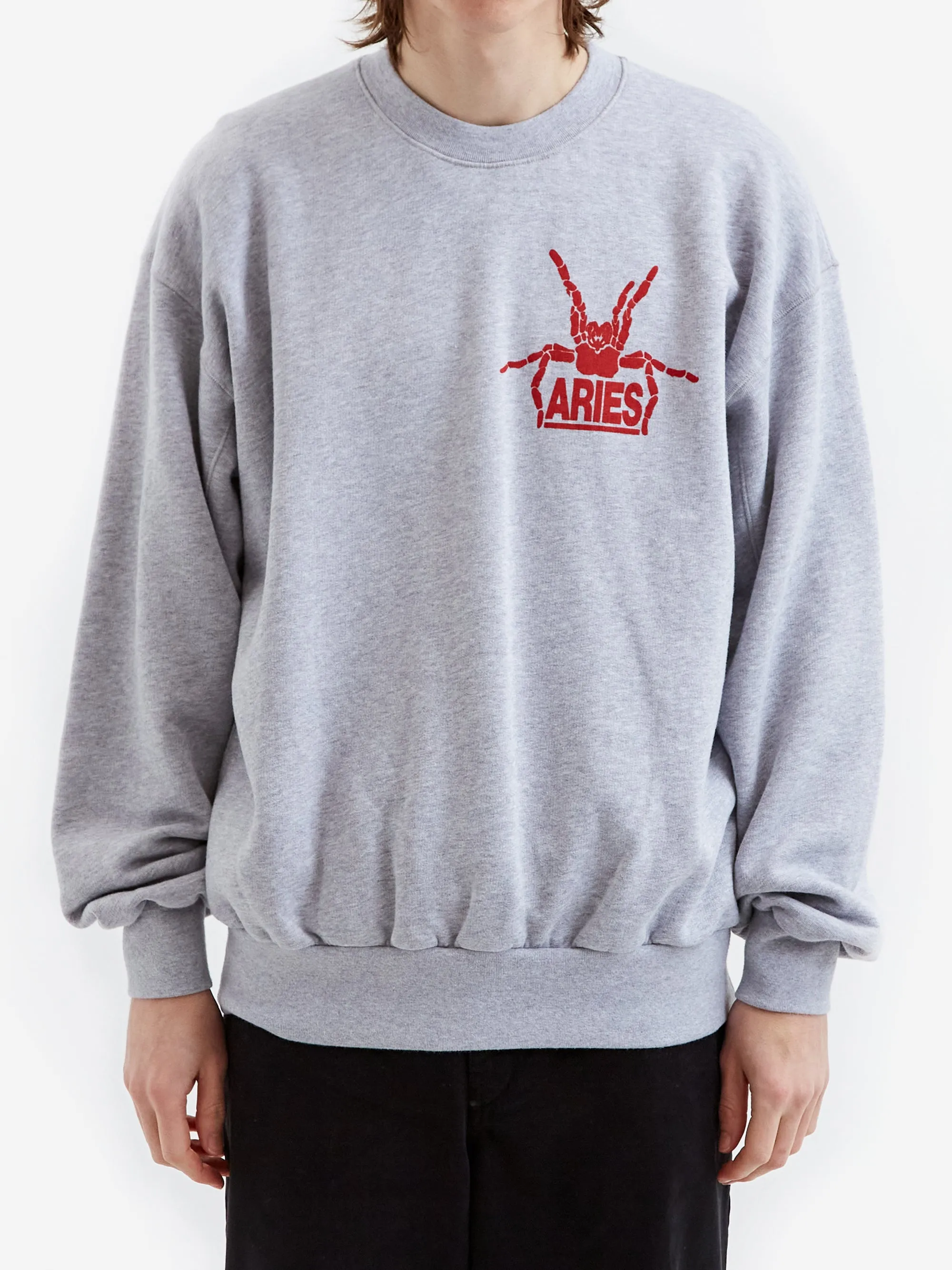 Aries Silas Spider Sweat - Grey Marl