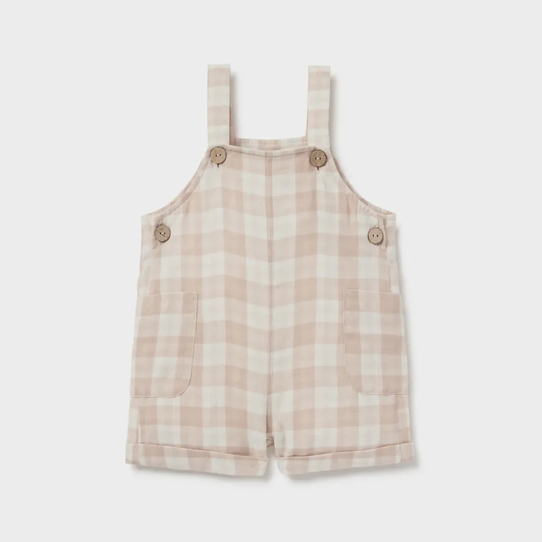 Aster & Oak Taupe Gingham Overalls - Taupe