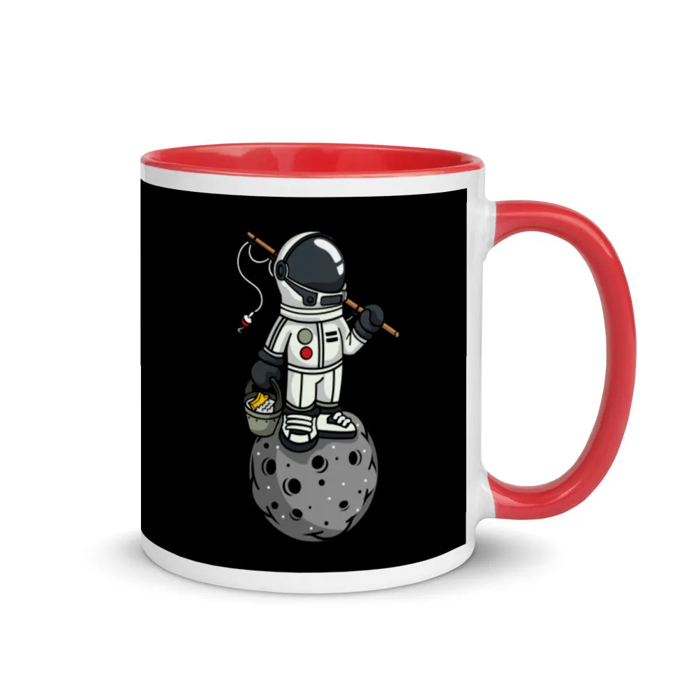 Astronaut | Moon | Fishing | Pop Art | Mug with Color Inside