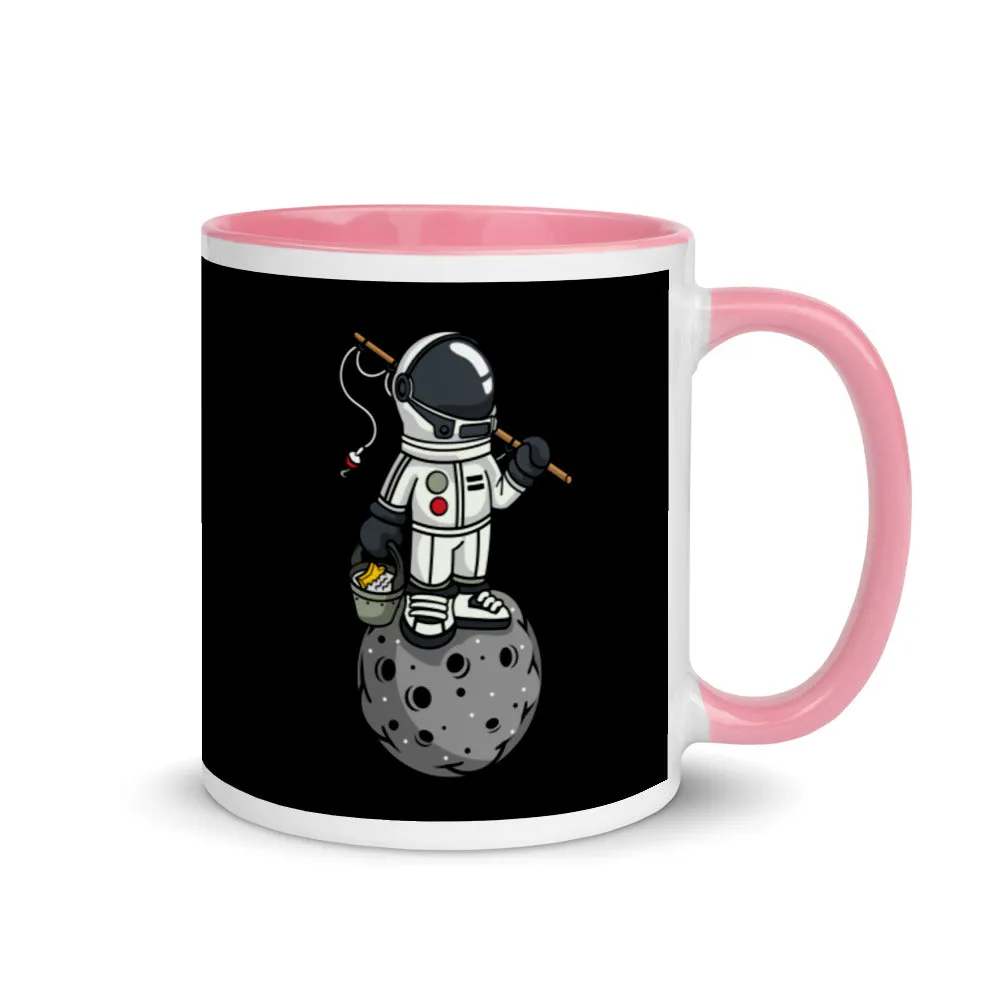 Astronaut | Moon | Fishing | Pop Art | Mug with Color Inside