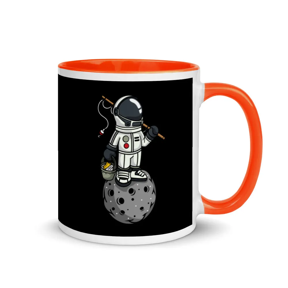 Astronaut | Moon | Fishing | Pop Art | Mug with Color Inside