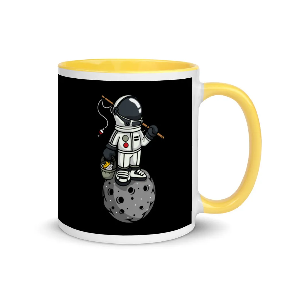 Astronaut | Moon | Fishing | Pop Art | Mug with Color Inside