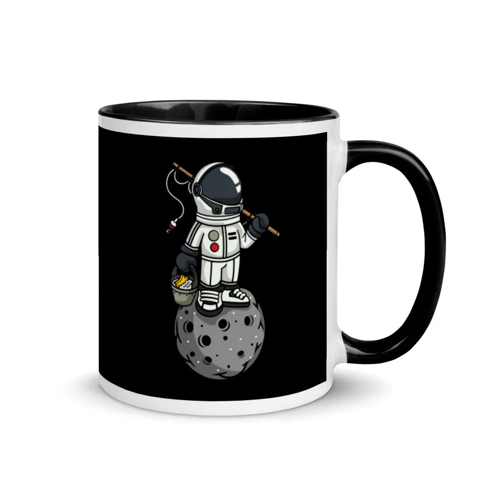 Astronaut | Moon | Fishing | Pop Art | Mug with Color Inside