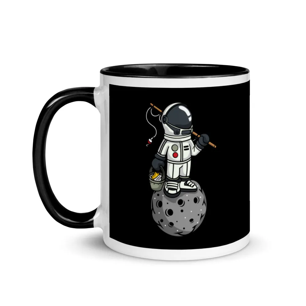 Astronaut | Moon | Fishing | Pop Art | Mug with Color Inside