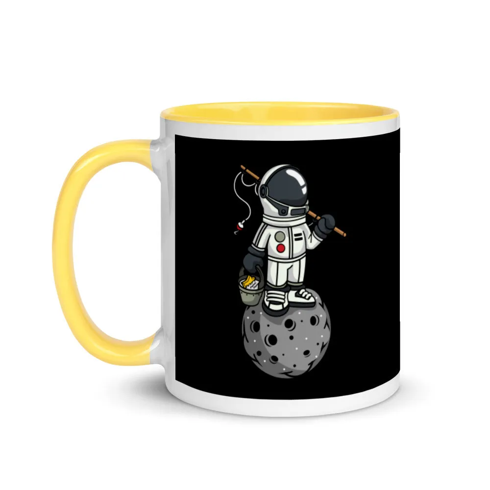 Astronaut | Moon | Fishing | Pop Art | Mug with Color Inside