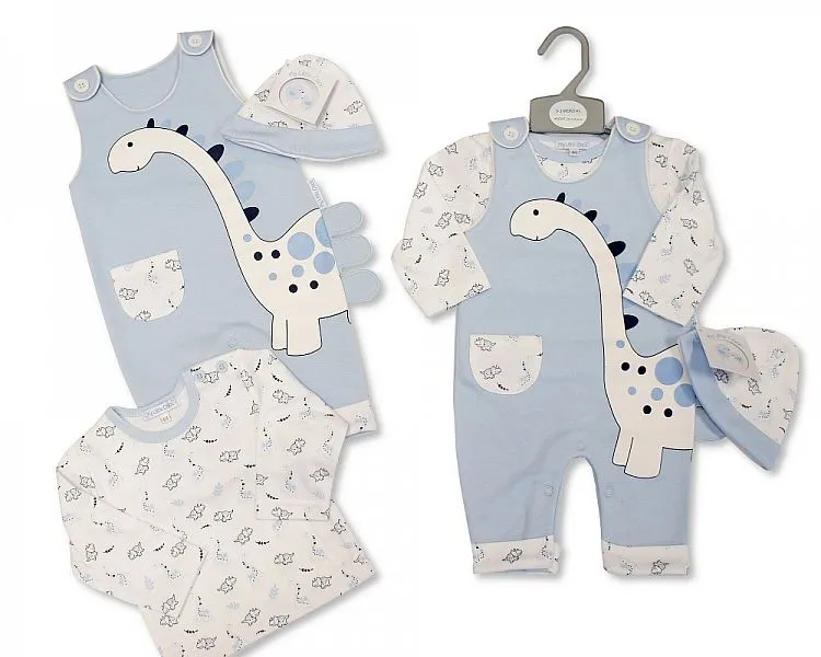 Baby Boys 2 pcs Dungaree Set with Hat - Dino-Bis-2020-2437