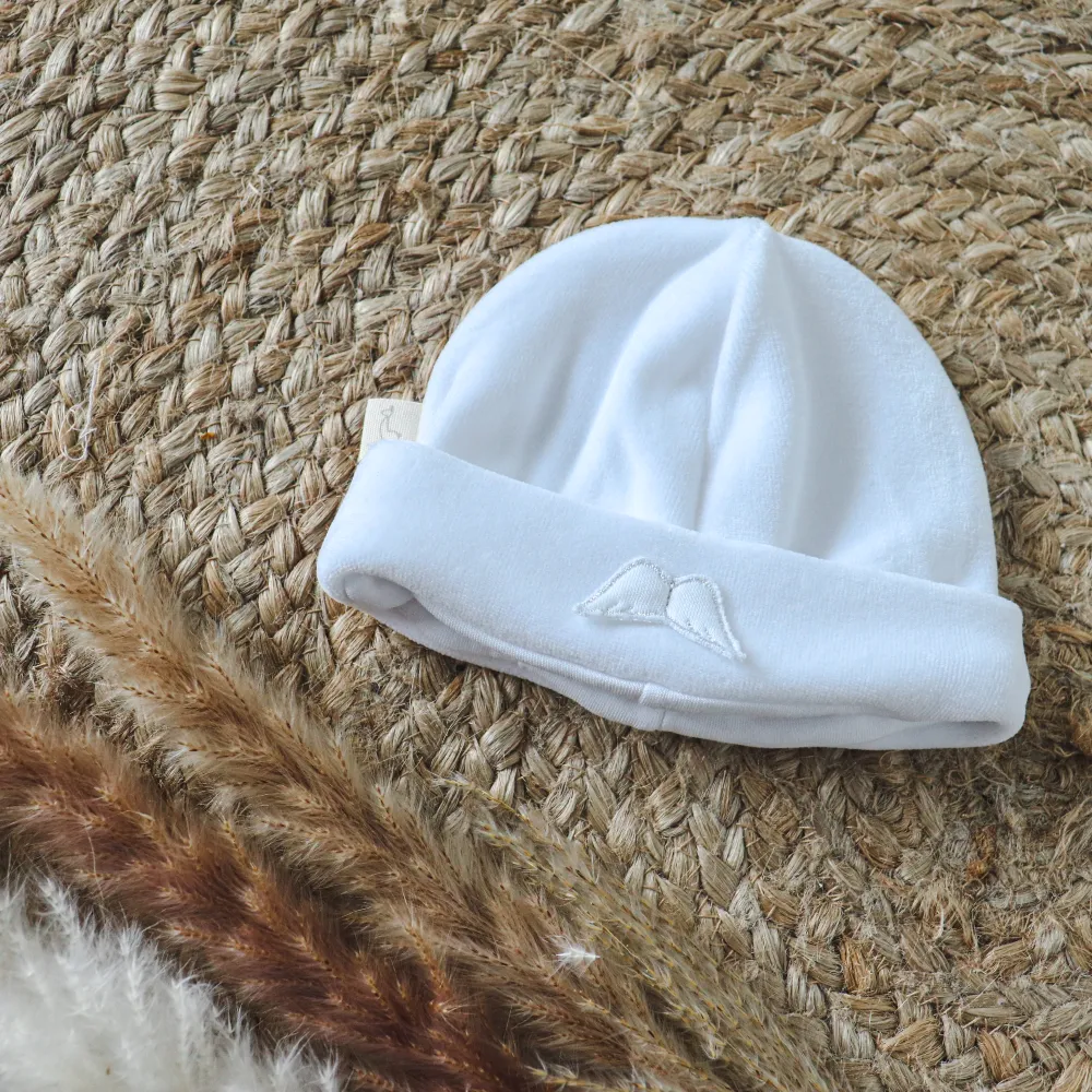 Baby Gi White Velour Angel Wings Hat