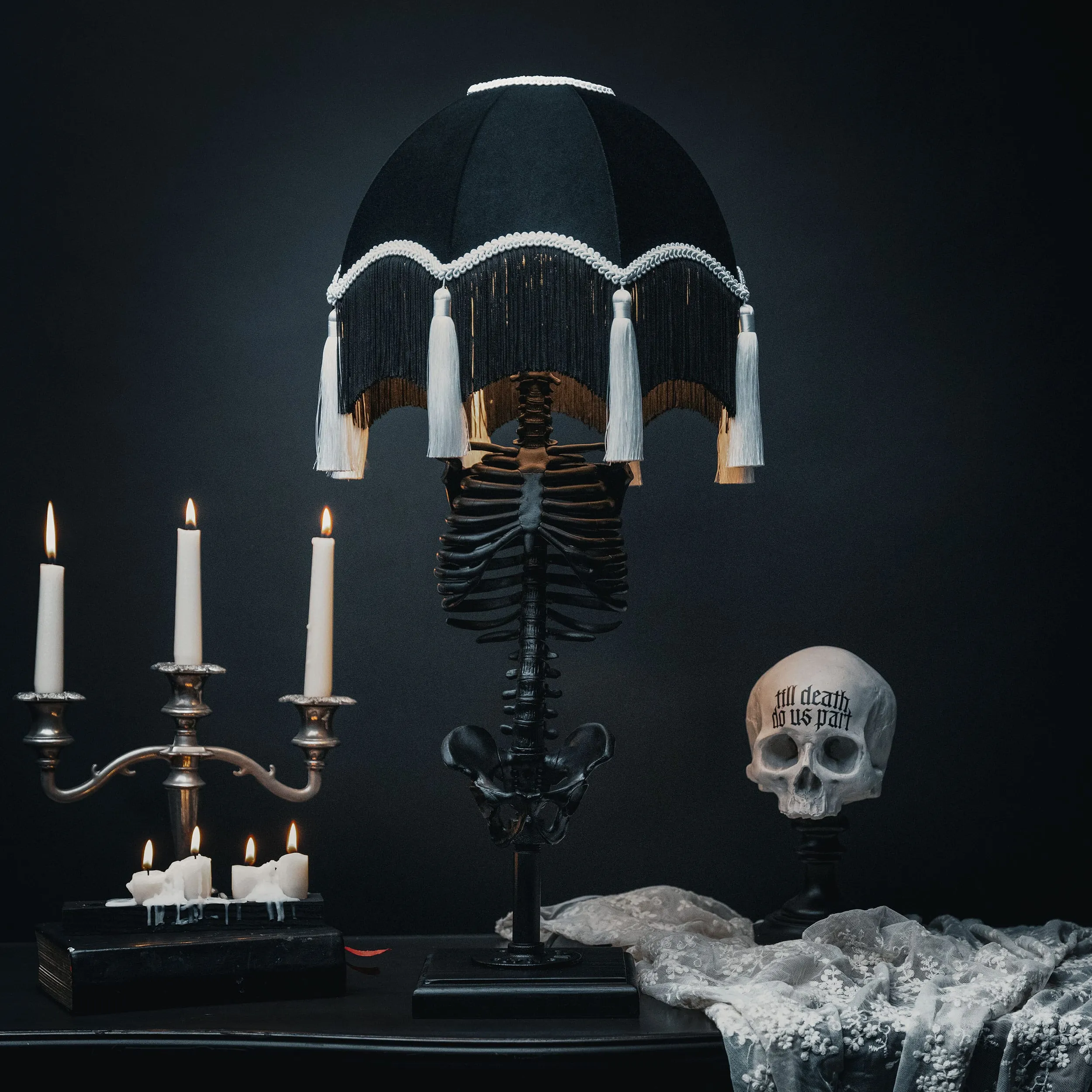 Baroque Skeleton Lamp - Cruella Edition by The Blackened Teeth