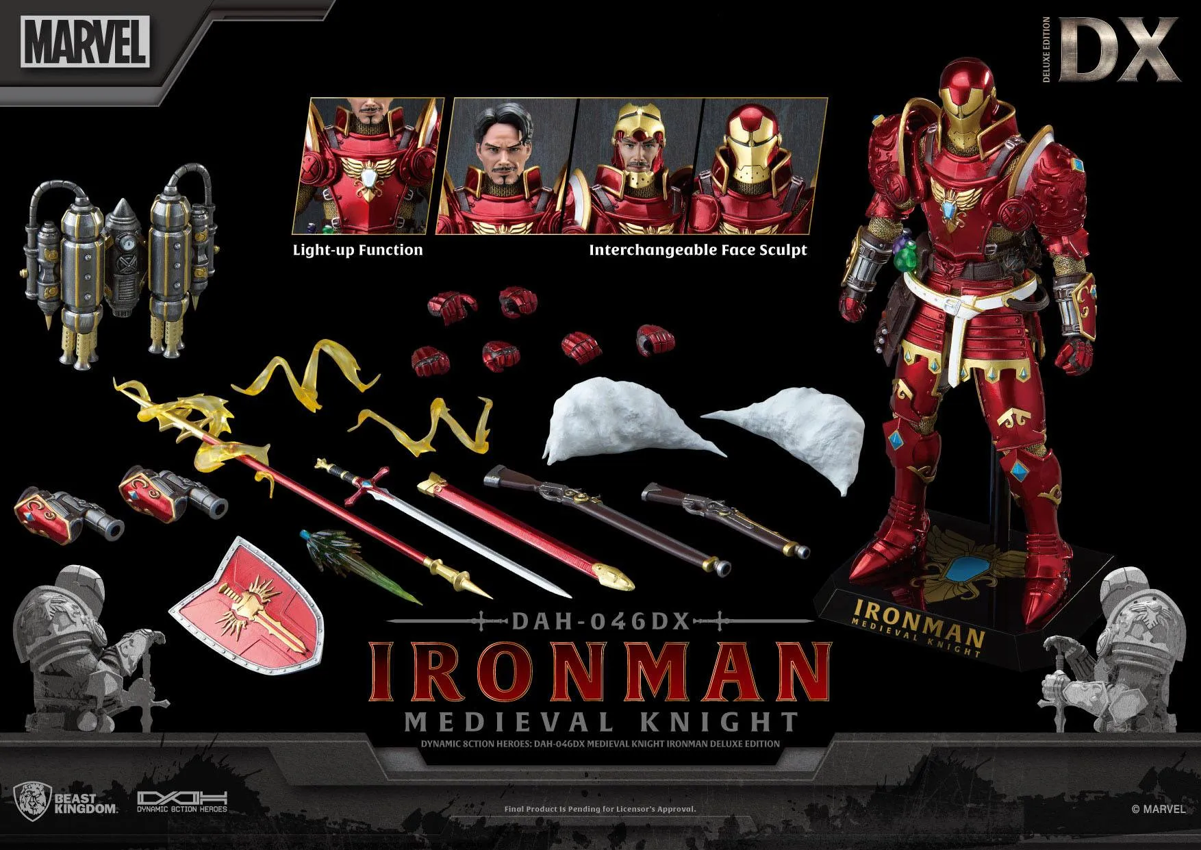 Beast Kingdom Marvel Medieval Knight Iron Man Deluxe Version Dynamic 8ction Heroes 1/9 Action Figure