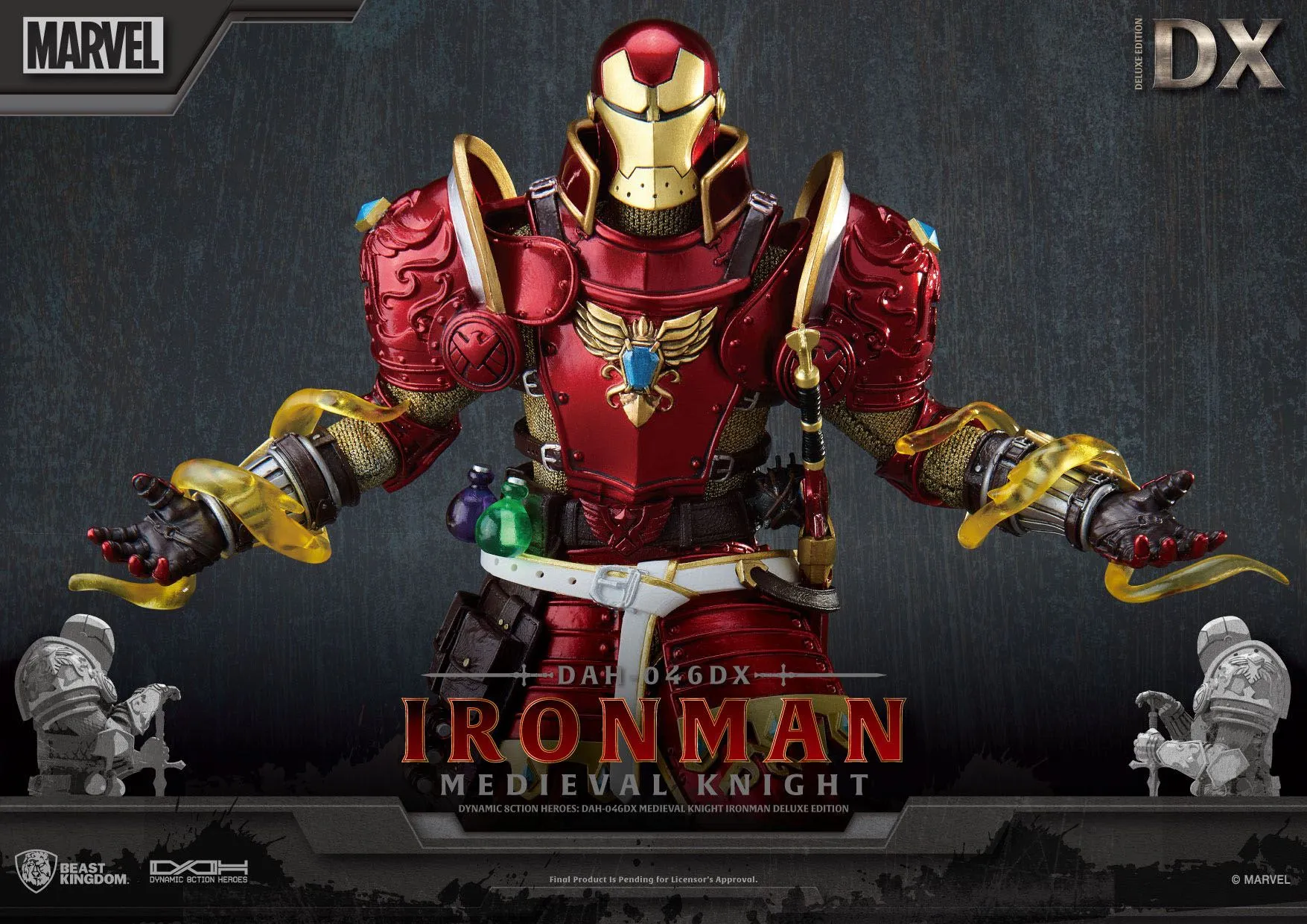 Beast Kingdom Marvel Medieval Knight Iron Man Deluxe Version Dynamic 8ction Heroes 1/9 Action Figure