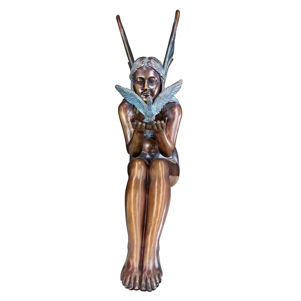 Bird Fairy Cast Bronze Garden Statue: Large by Design Toscano