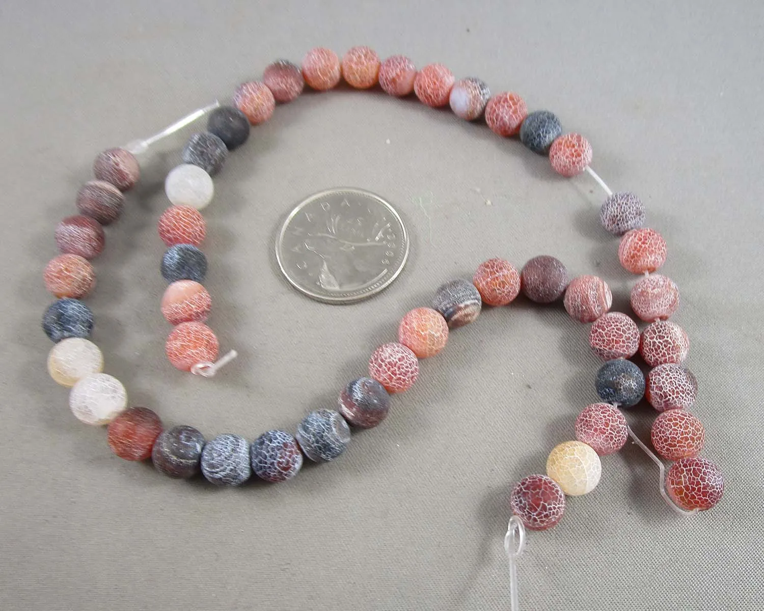 Black & Red Spiderweb Agate Beads 8mm 15" Strand (C272)