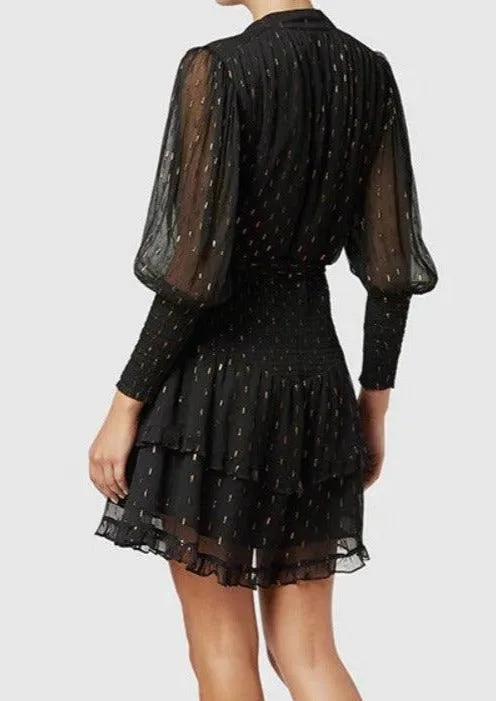 Black with Gold Lurex Mini Dress Mist