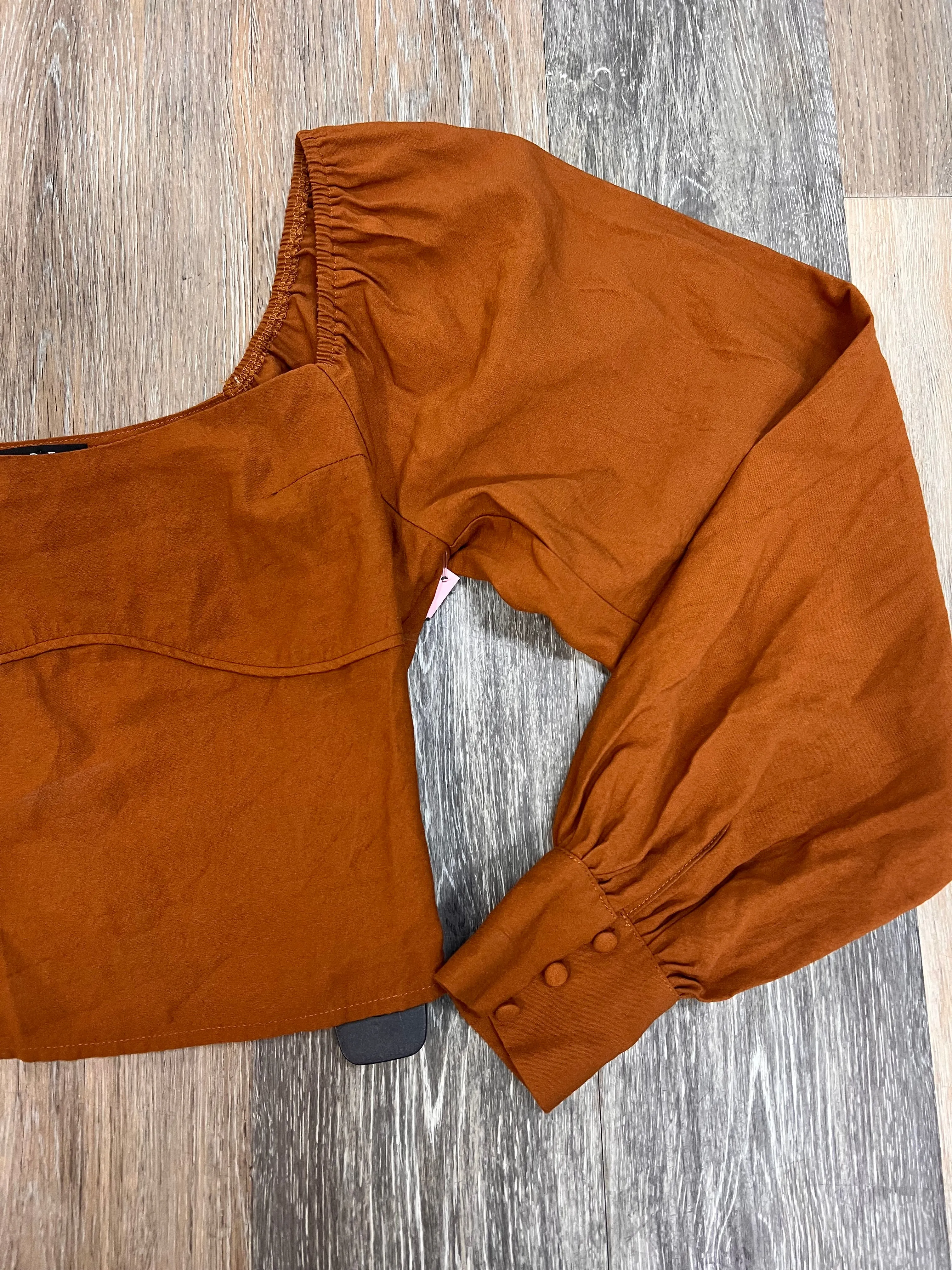 Blouse Long Sleeve By Fore In Pumpkin, Size: M