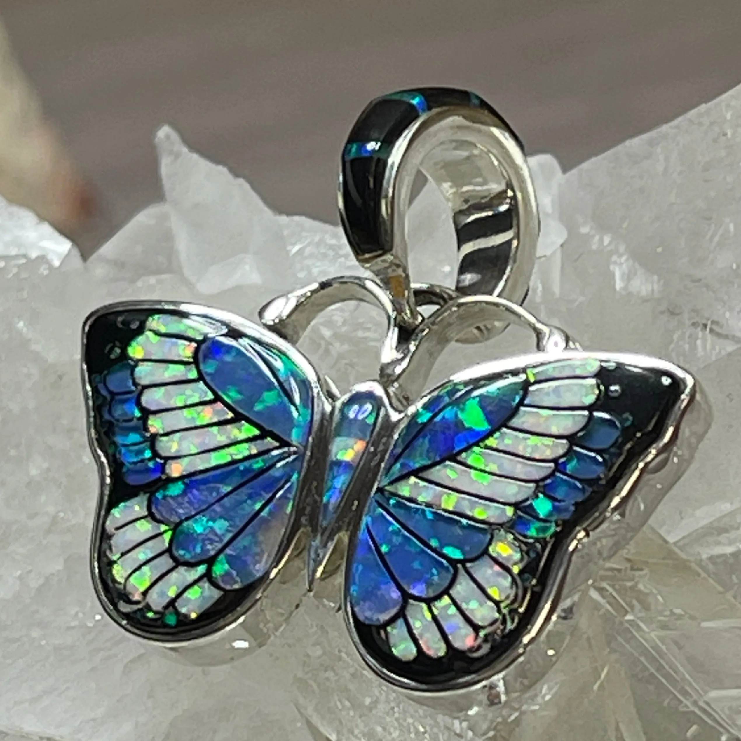 Blue and White Opal Butterfly