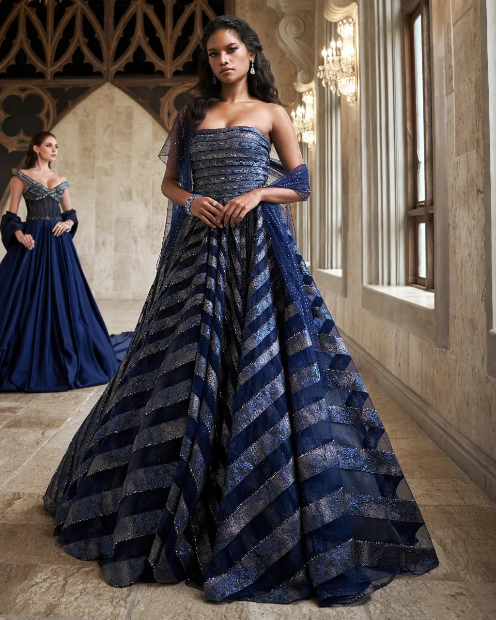 Blue Moon Volume Gown With Cape