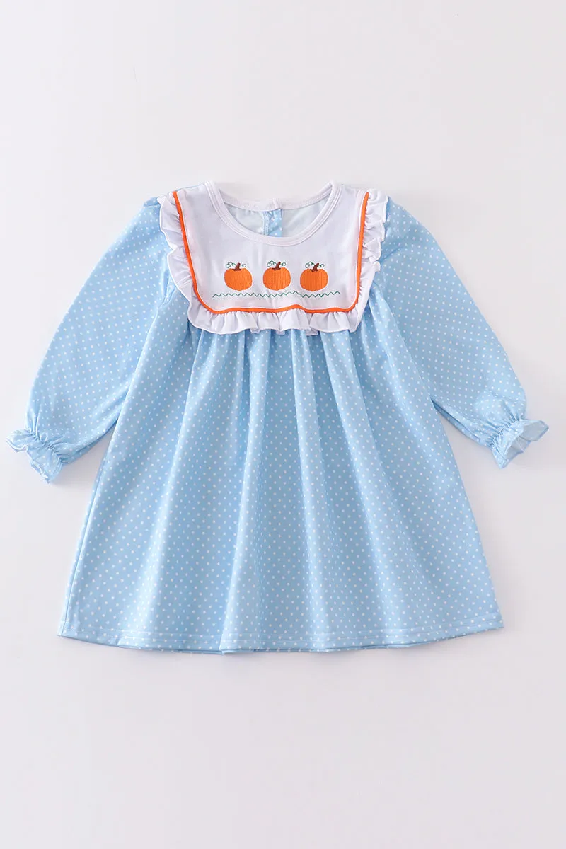 Blue pumpkin embroidery dress