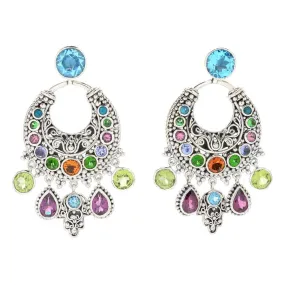 Bohemian Chandelier Earrings- Multi Gemstones