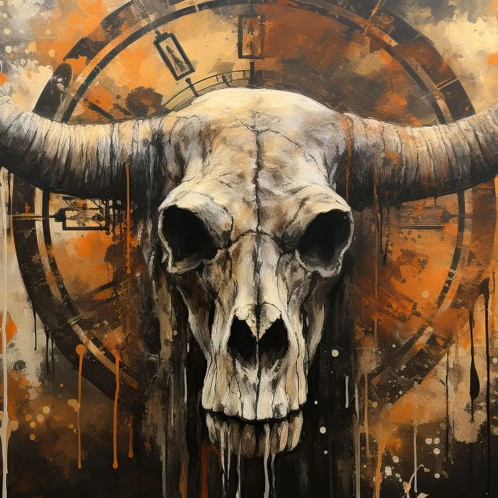 Bull Skull in the Gothic Twilight - Raven Blackwood