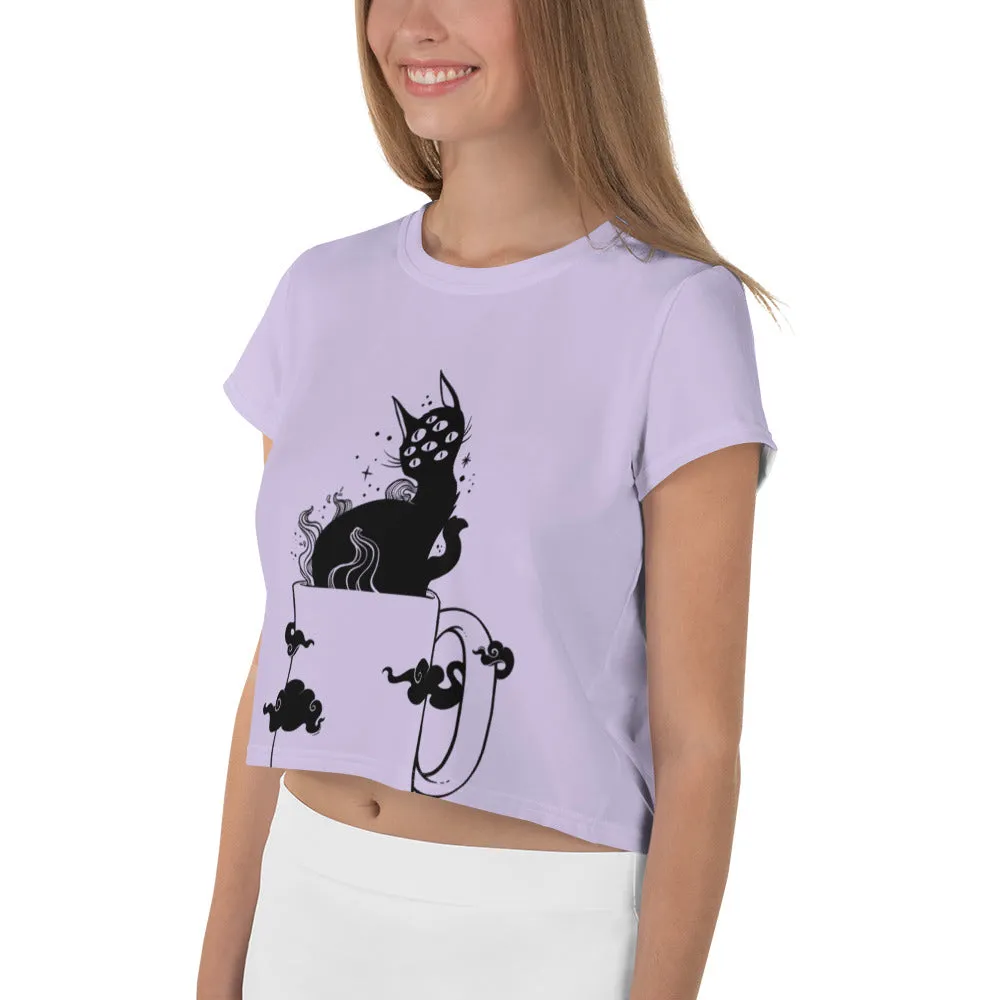 Cat In Cup, Sublimation Crop Top